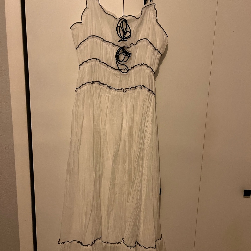 White Tiered Maxi Sundress with Spaghetti Straps